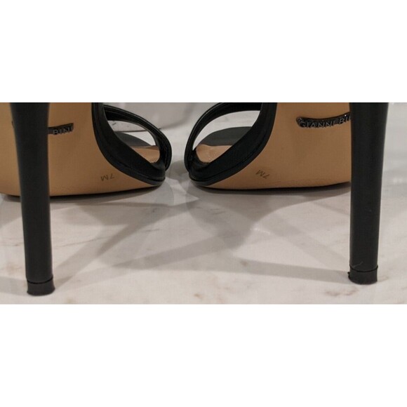 GIANNI BINI Black Leather Sling-Back 4" Stiletto Heel One-Strap Sandals 7M - Picture 7 of 11